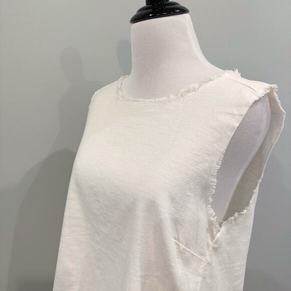 Parker Smith Top Women’s Small Ivory Tencel Linen Sleeveless Blouse USA Made - Picture 5 of 12